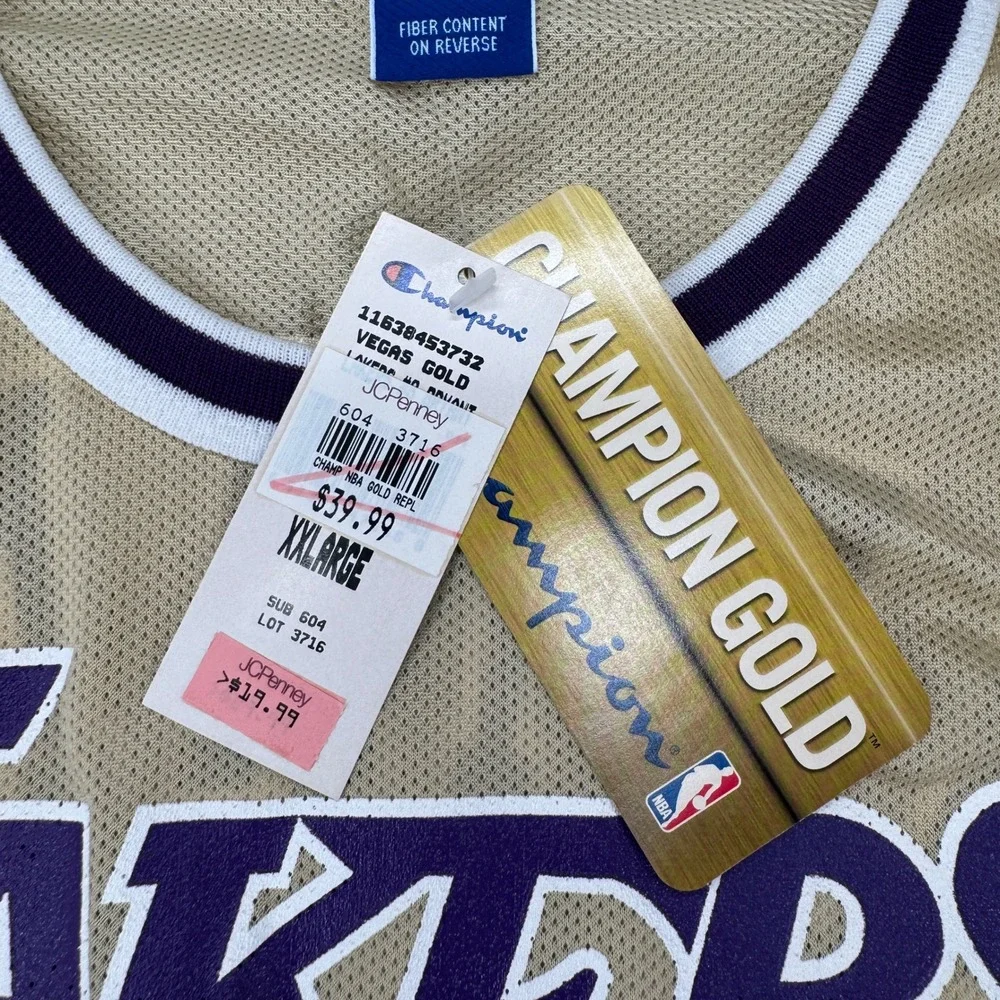 Vintage NWT Champion Gold Mens Kobe Bryant Lakers Jersey XXL Gold RARE